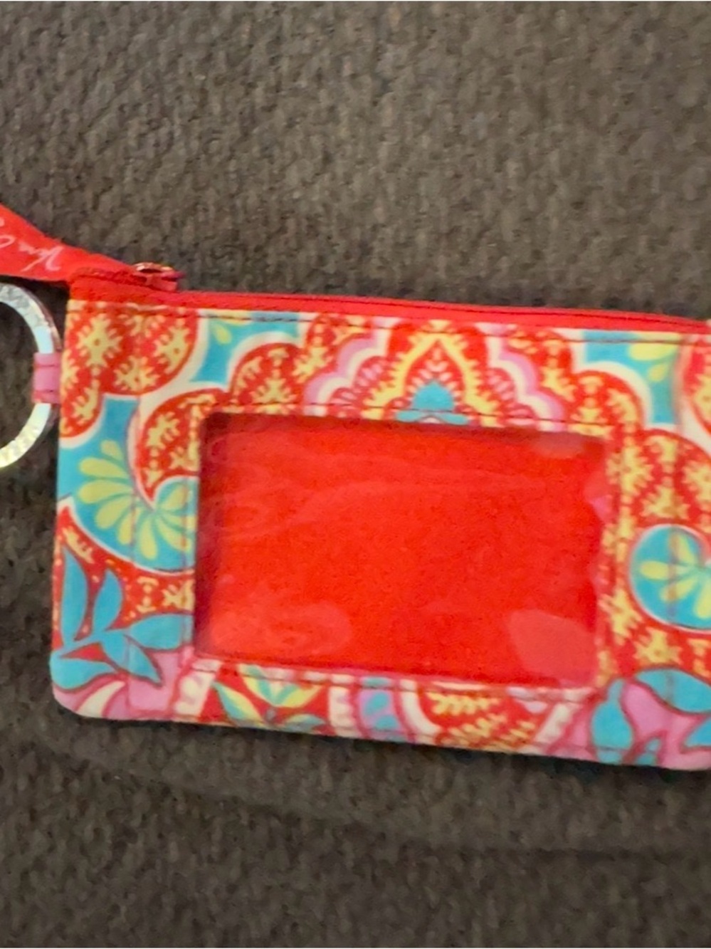 Vera Bradley Red Multicolor Floral ID Wristlet